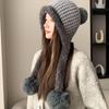 Outdoor Casual Big Hairball Hat Winter Velvet Cold-proof Warm Knitted Hat Fashion Wool Hat Women