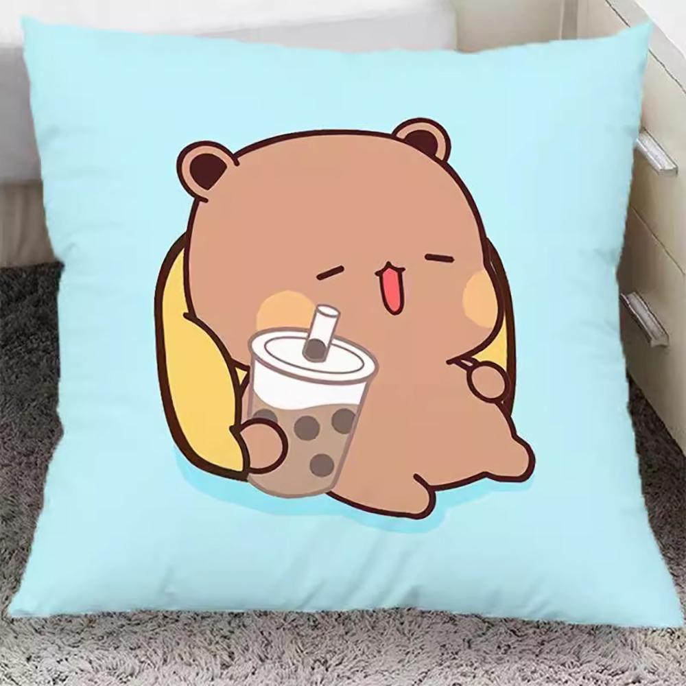 Cute Cartoon Bear and Panda Pattern Pillowcases for a Cozy Bedtime! Sofa Cushion Cover, Room Home Decorationortable