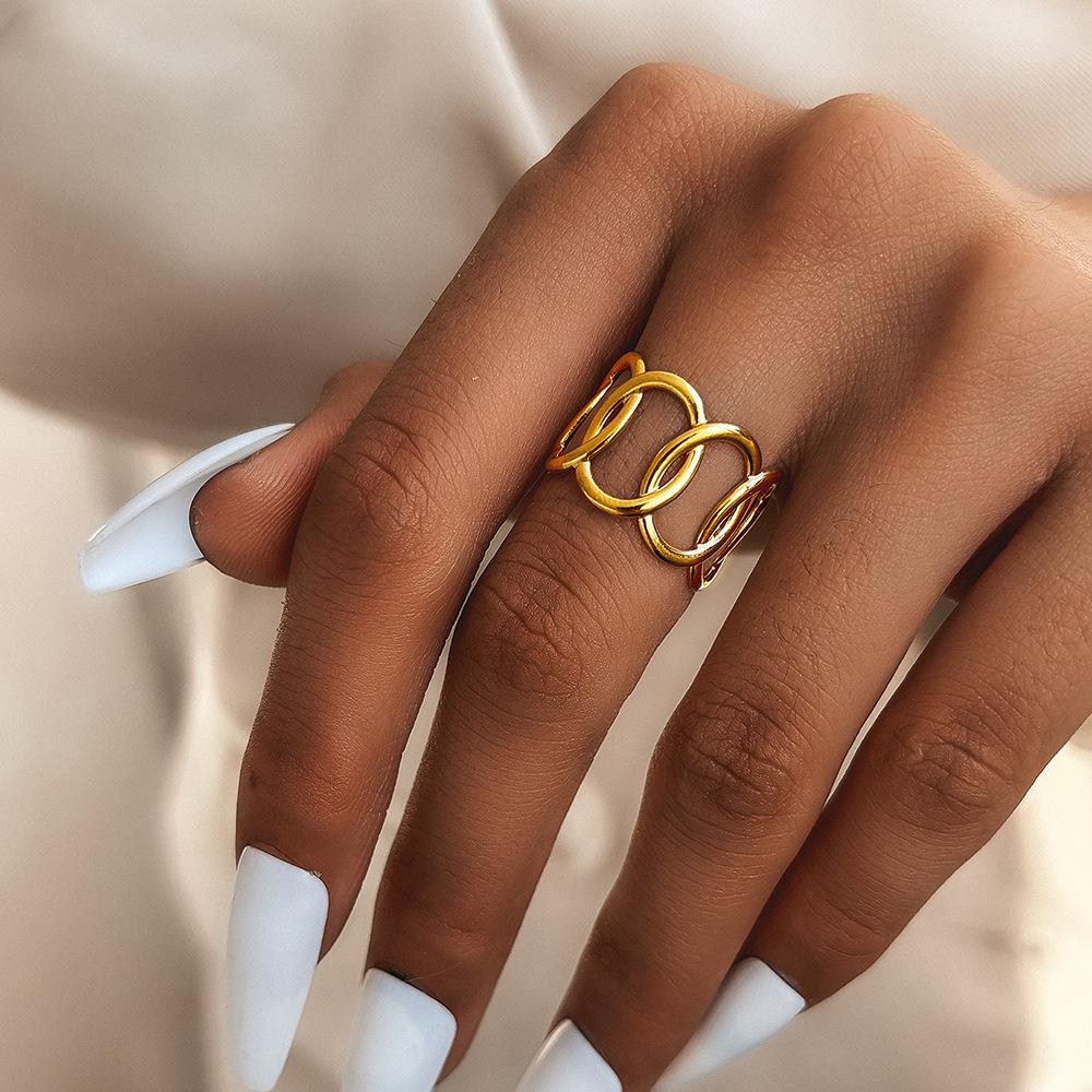 Stainless Steel Rings For Women Men Exaggeration Punk Angel Wings Wide Edged Open Index Finger Ring Charm Jewelry Accessories