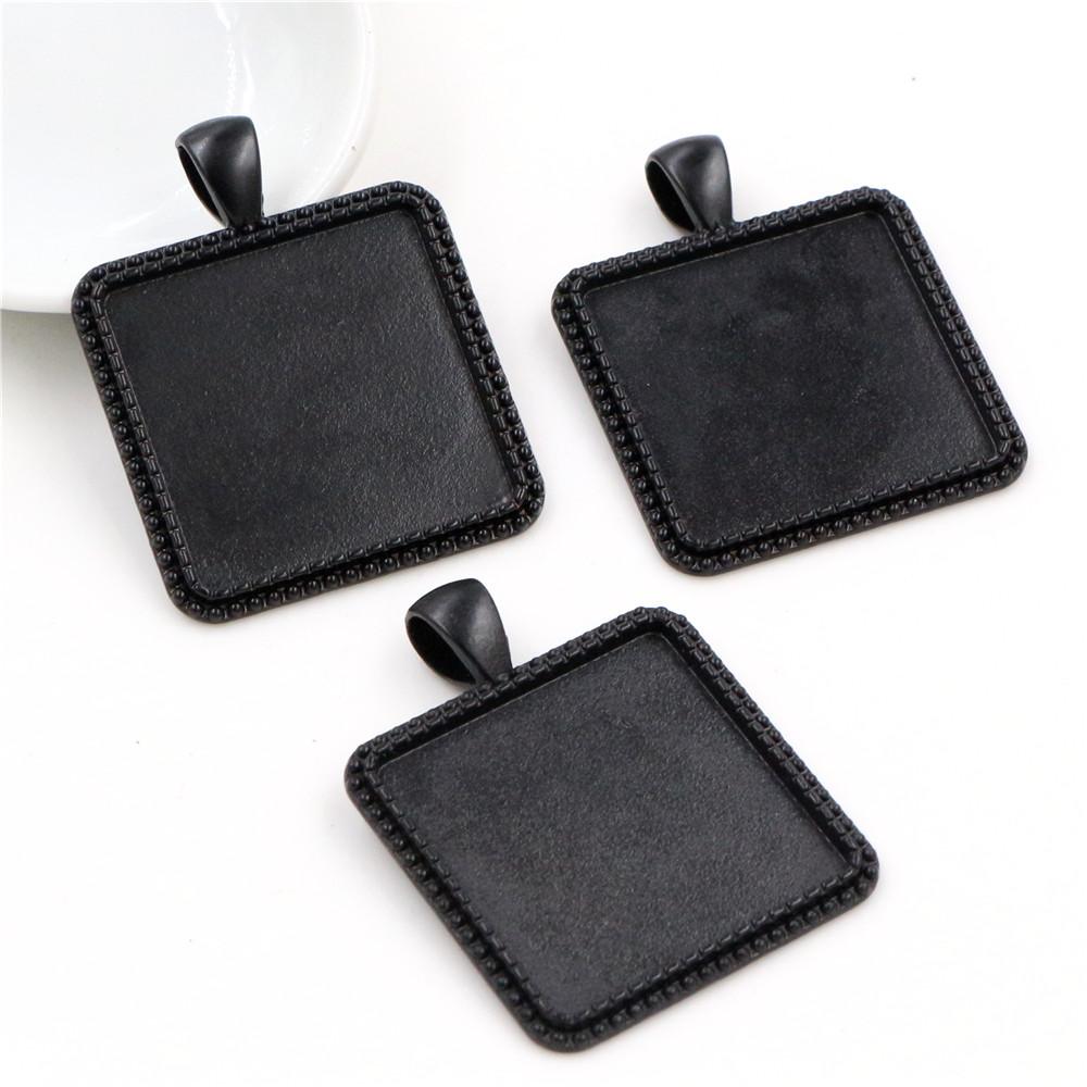 New Fashion 5pcs 25mm Inner Size 7 Colors Plated Square Cabochon Base Setting Charms Pendant,Fit 25mm Square Glass Cabochons