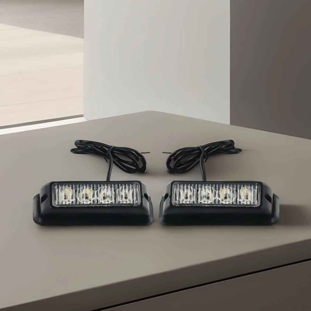 LED Car Flash Light Be Seen in Any Situation 2 x 12 24V 4 LED Orange Amber Light Lamp Recovery Flashing Breakdown Strobe Grill