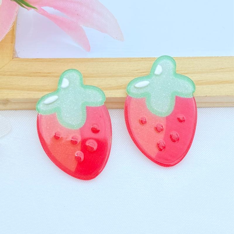 10Pcs New Cute Acrylic Fruit Beverage Series Flat Back Cabochon Scrapbooking Hair Bow Center Embellishments DIY Accessories