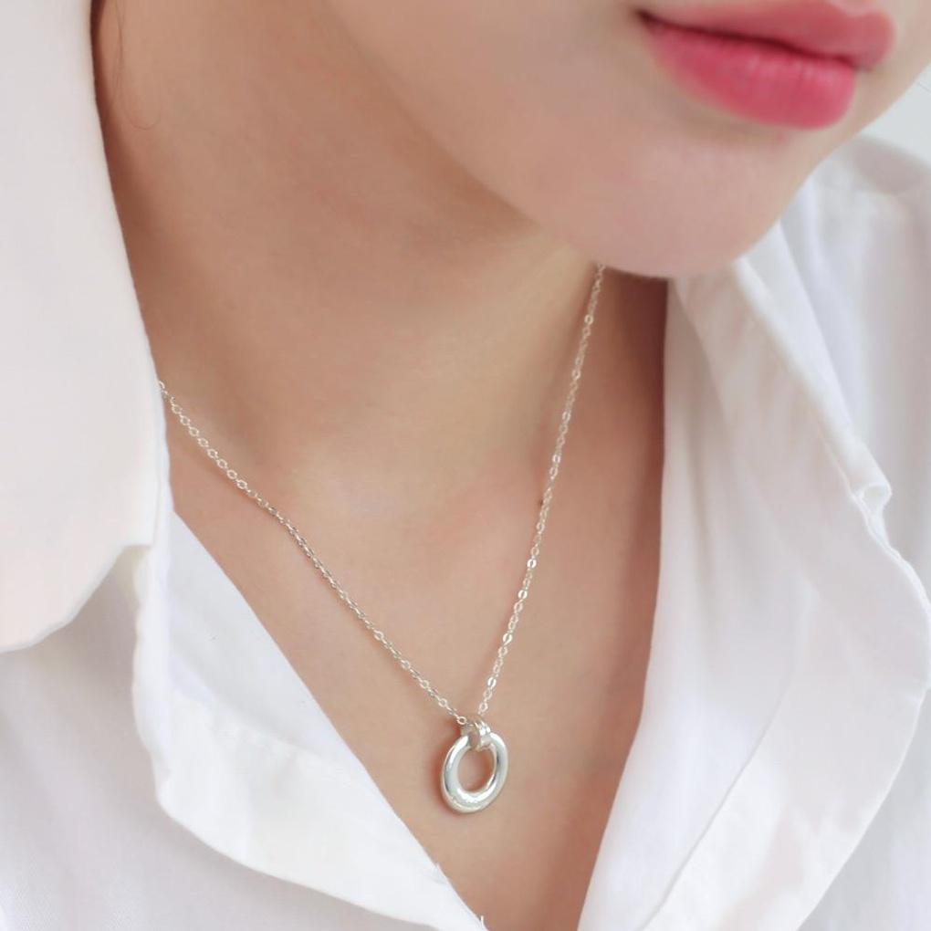 [TANDY] TANDY Silver 925 Interlocking Dual Pendant Necklace TDN604