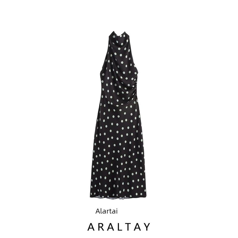 Araltay New Arrival Fashion Style Women's Clothing Fashion Moon Pattern Silk Satin Texture Midi Skirt Dress 8484438