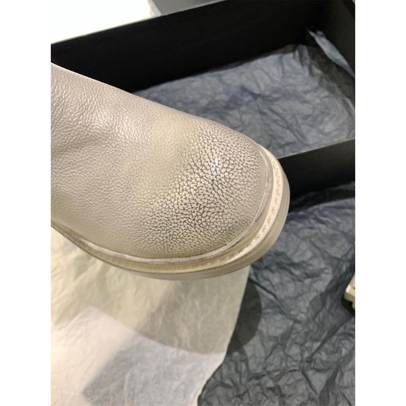 Cowhide~ Belt Buckle Soft Leather Cool Boots Women's British Versatile Thick Heel Tall Motorcycle Boots Tall Knight Boots