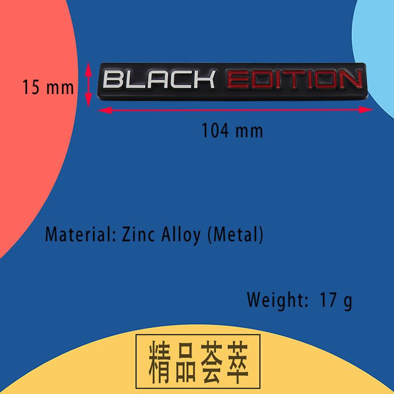 Car Styling Black Edition for Car Fender Side trunk Decal Emblem Badge Sticker