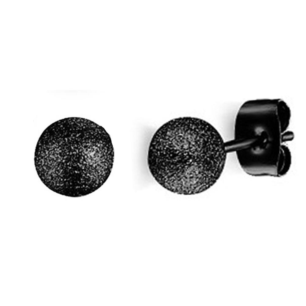 

1 Pairs Black Earrings for Men Women Stainless Steel Black Stud Earrings Round CZ Stud Earrings Set 8MM