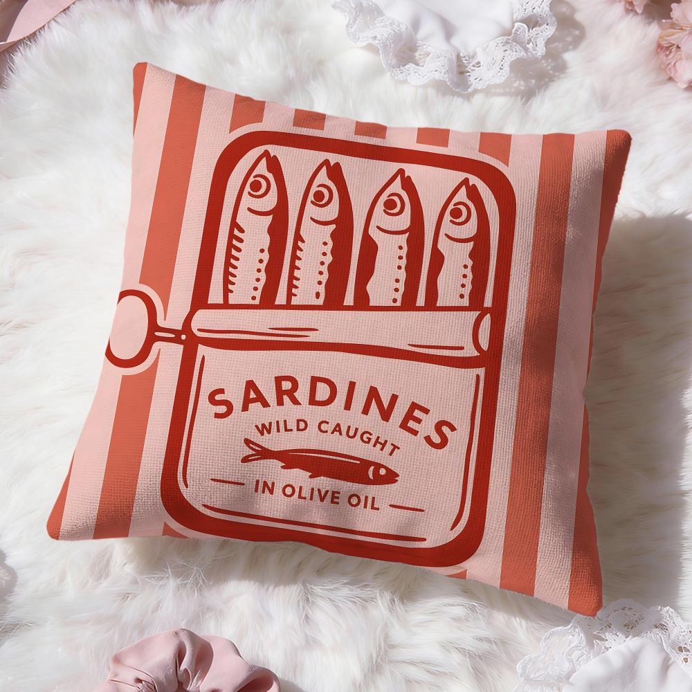 Coastal Charm Sardine Cushion Cover Premium Comfort Reversible Pillow Cove -Two in One Design for Any Room & Car Interior