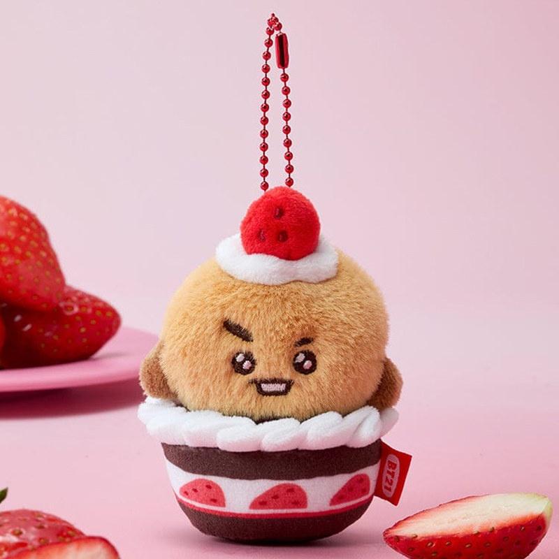 10cm Anime Cartoon Bt21 COOKY SHOOKY Plush Toy Creative Strawberry Cake Party Plush Toy Pendant Backpack Keychain Accessories