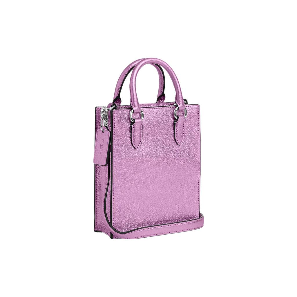 Coach North South 14 Logo Magnetic Snap Tote Bag Women tote Silver Metallic-Lilac CP010-SVMP3