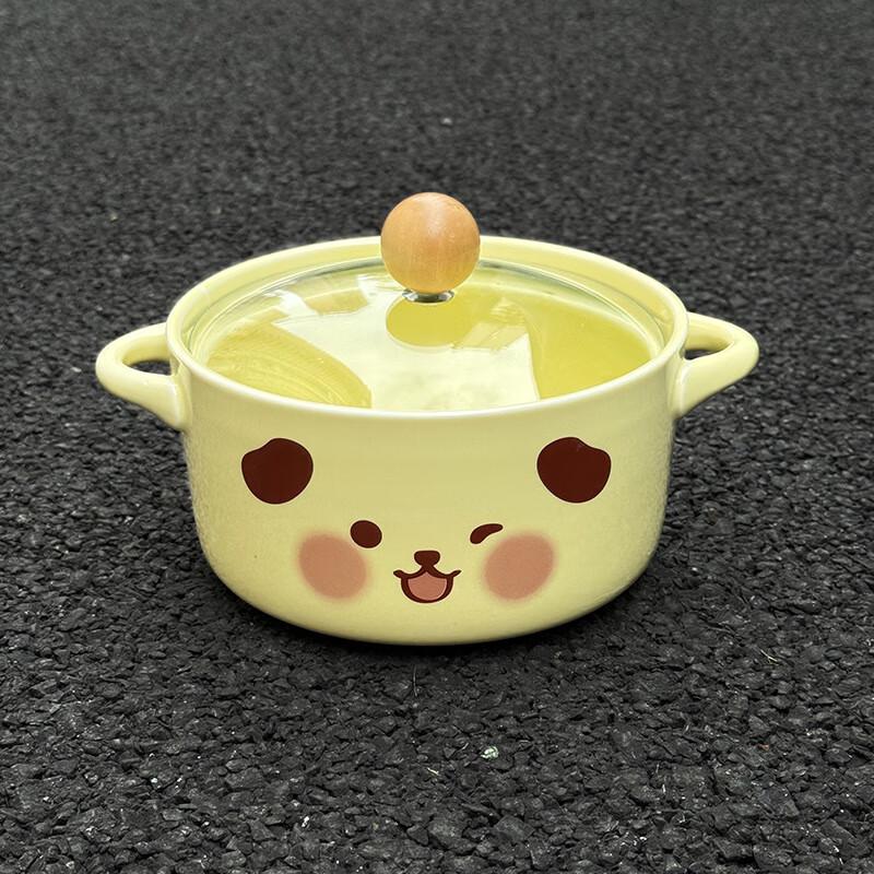 ZISIZ Cute Ceramic Instant Noodle Bowl with Lid