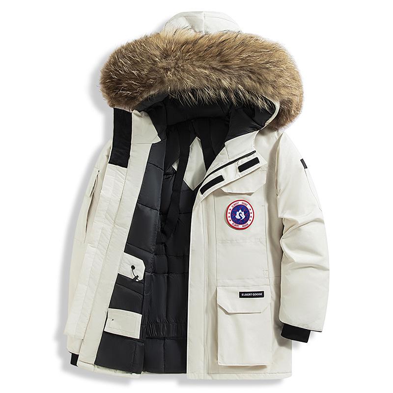 Men's Expedition-Style Goose Down Parka – Winter Windproof with Belt