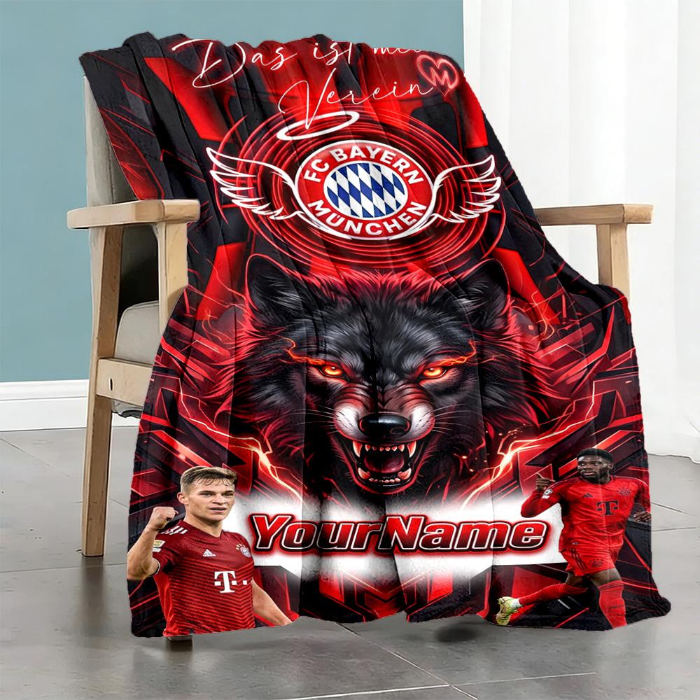 Fc Bayern München 14 Personalized Text Blanket Lightweight Customizable Blanket Soft Warm Cozy for Office Picnics Living Room Livingroom