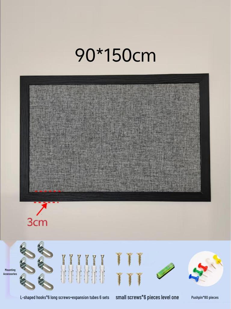 Black Frame Burlap Cork Board: Wall-Mounted Photo & Message Display for Kindergarten Theme