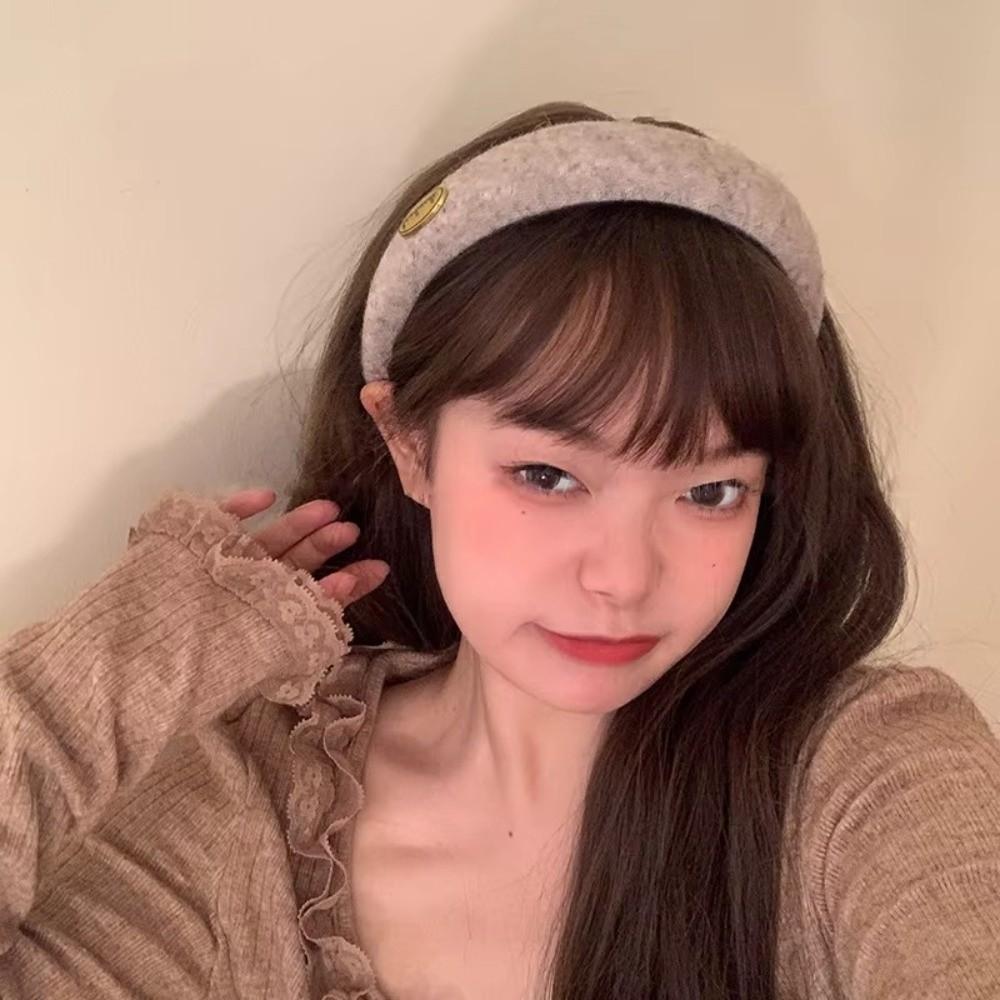 French Style Wool Felt Headband Wide Width Hair Hoops Headgear Elegant Woolen Hairband
