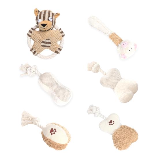 Dog Squeaky Toy Stuffed Plush Dog Toy with Knotted Rope for Puppy Small Middle Large Dogs Teeth Cleaning Boredom