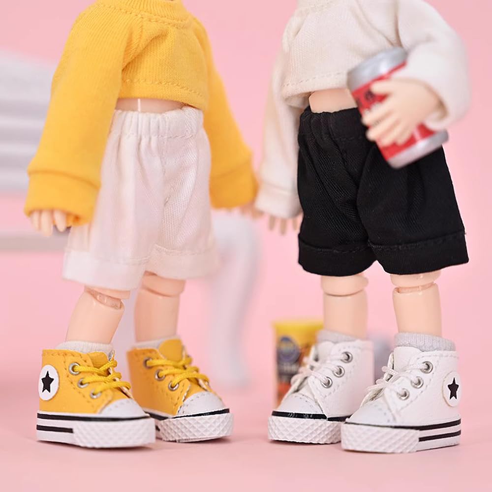 Obitsu 11 OB11 Size Obitsu Doll 11cm Body Shoes Star Skateboard Shoes High Cut Shoes 4 Colors (Yellow)