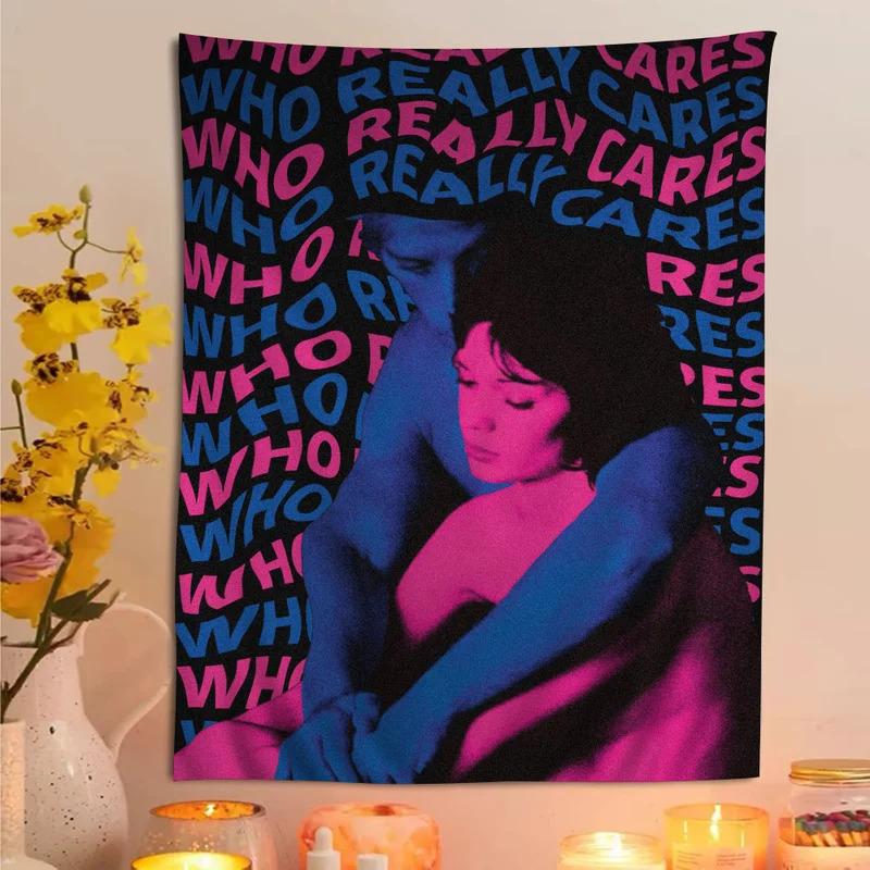 Contemporary Art Tapestry Contrasting Colour Alphabet And Couple Motifs Bedroom Atmosphere Decorative Tapestry 100X70CM