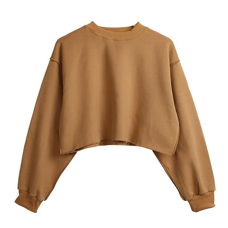 Cropped Fleece Long Sleeve Workout Yoga Sweatshirt For Women