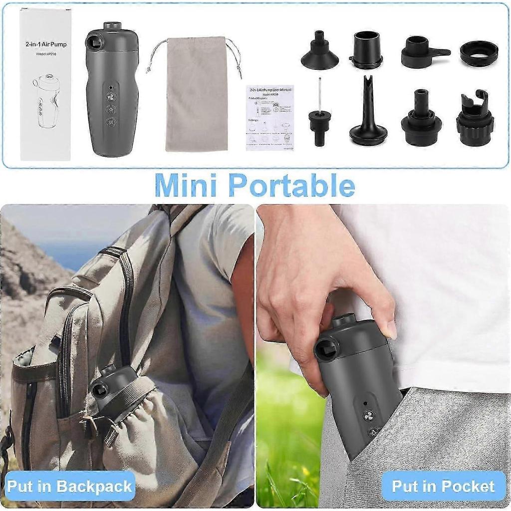 20PSI Electric Air Pump with 7 Nozzle Attachments for Quick Inflation of Boats and Pool Toys and Air Mattresses