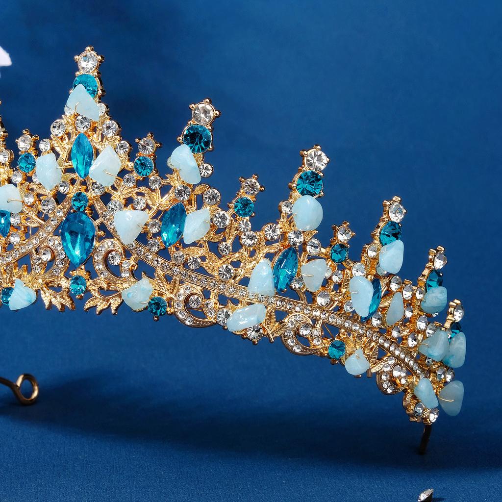 Hochzeitskleid der Braut, Barock-Retro-Zeremonienkrone für Erwachsene aus dem 18. Jahrhundert, exquisite Markisen-Strasskrone