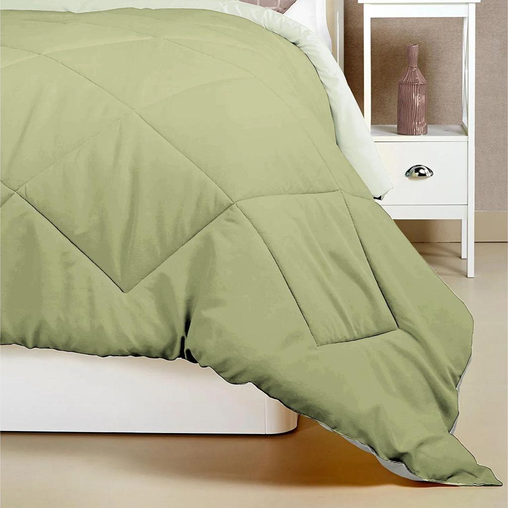 220 GSM Solid Plain Reversible Summer Microfiber AC Comforter/Duvet| All Season Single Size 3 Layered Quilted Blanket for Single Bed