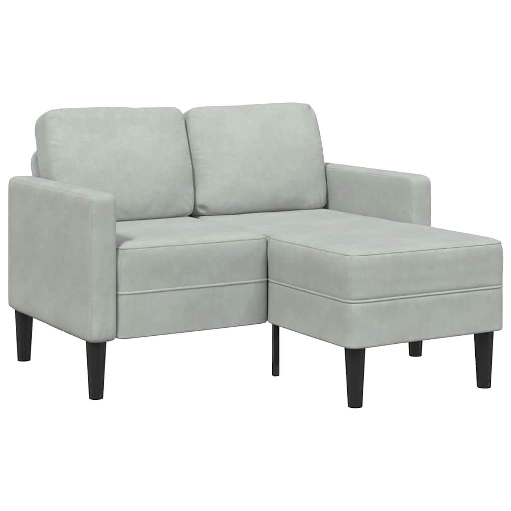 2-Sitzer Sofa mit Chaiselongue L-Form Hellgrau 125 cm Samt