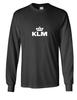 KLM White Retro Logo Shirt Dutch Royal Airline Rare Black Long Sleeve T-Shirt