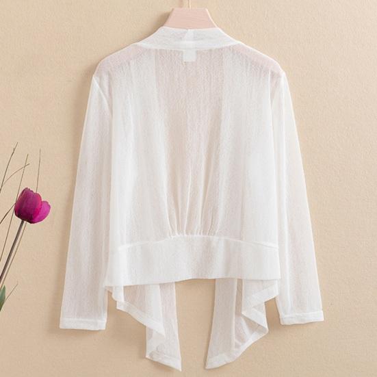 Women Coat Solid Color Cardigan Blouse Casual Loose Quick Dry Long Sleeve Quick Dry Thin See-through Open Stitch Sunscreen AC Warm Jacket