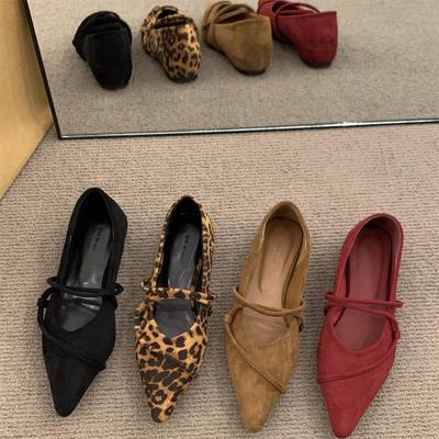 Inner Heightening Retro Suede Pointed Mary Jane Single Shoes Women's Shoes 2025 New Spring Commuter French Evening Shoes