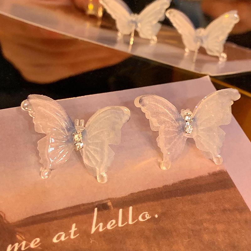 Women Elegant Resin Butterfly Ear Stud Earrings