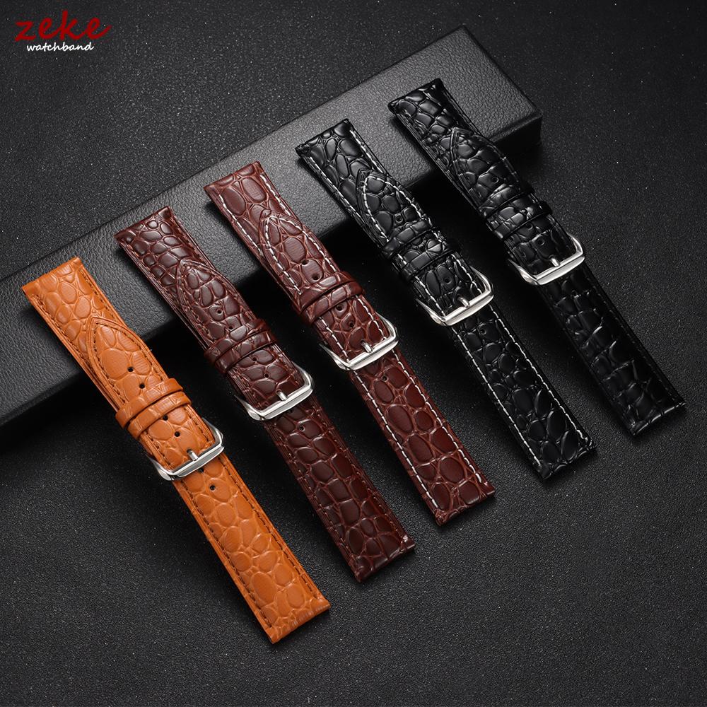 Crocodile Pattern Design Leather Watch Strap 16mm 18mm 19mm 20mm 21mm 22mm Universal Watchbands Casual Business Wristwatch Band
