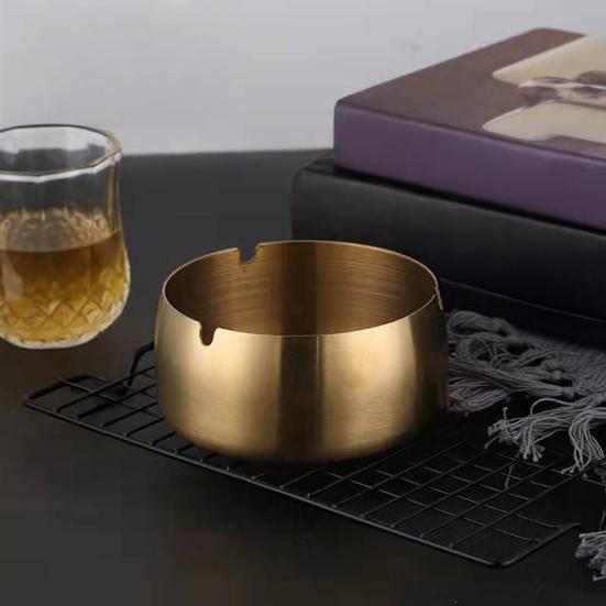 Stainless Steel Ashtray with 3 Slots Heat-resistant Heavy Duty Metal