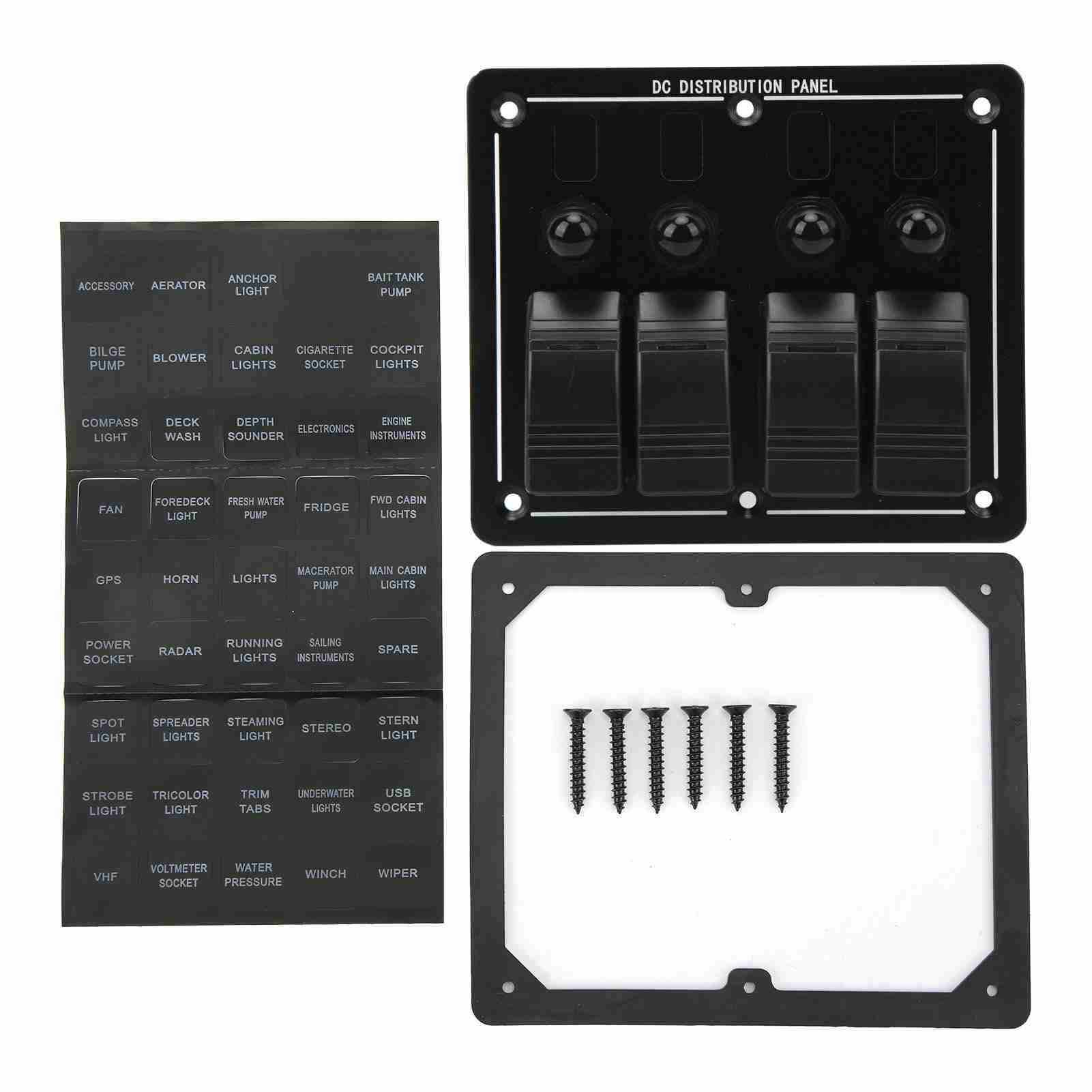 

4 Gang Rocker Switch Panel 12‑24V ON Off Toggle Switch Panel IP66 Waterproof with LED Indicator for