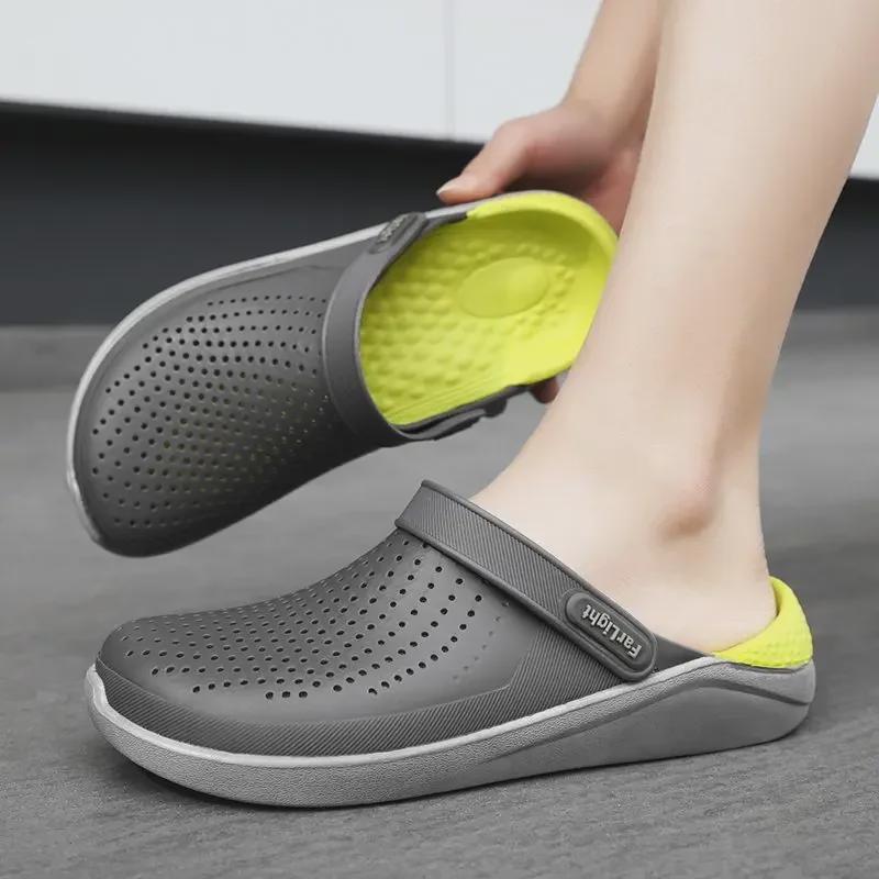 "2024 Men's Breathable Non-Slip Summer Sandals: Soft Bottom Hole Beach Shoes"