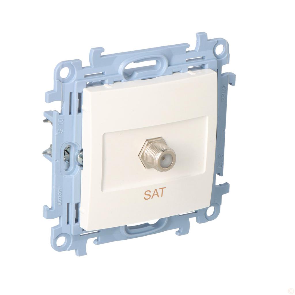 Single F-type Antenna Socket (module), White Simon10