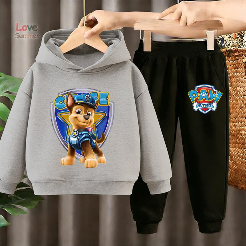 Paw Patrol Set 2 Pezzi Felpa con Cappuccio+Pantaloni per Bambini Chase Cosplay Bambino Felpa Pullover Abbigliamento Bambini 4-14A