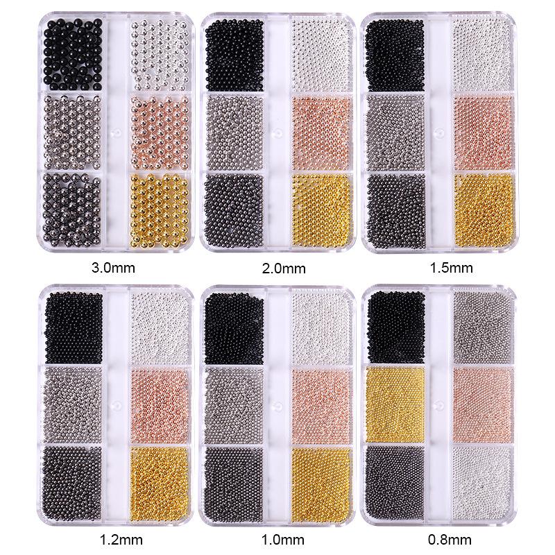 Hot Nail Art Jewelry Metal Small Steel Ball 6 Grid Mixed Nail Art Diy Jewelry Decorative Set