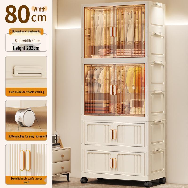 Children's Wardrobe & Storage Cabinet for Clothes, Snacks & Toys - No-Install Foldable Plastic Box