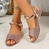 Dámské sandály nadměrné velikosti 2025 Nová letní móda Flitrované cool boty Dámské venkovní nošení Sandály na silném podpatku Dámské Sandalias De Mujer