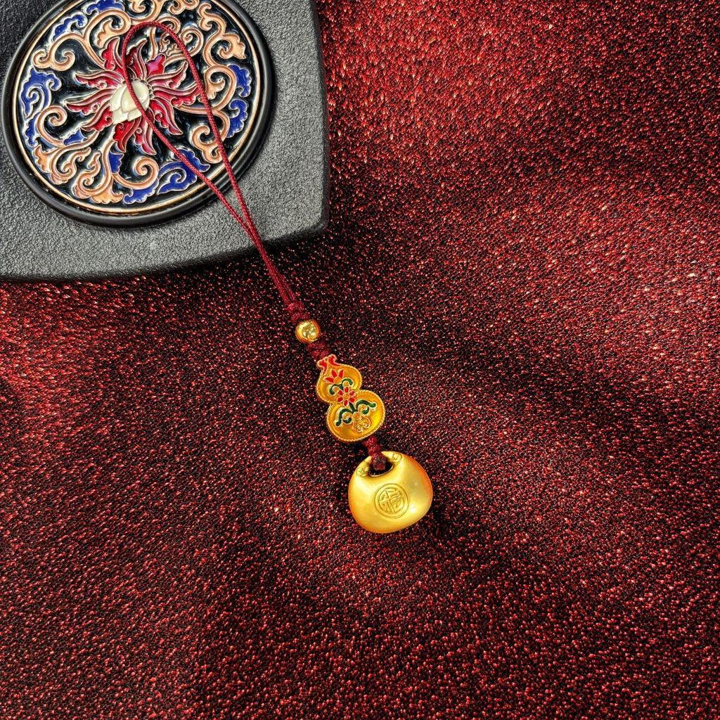 Ancient Gold Good Luck Red Rope Keychain Pendant