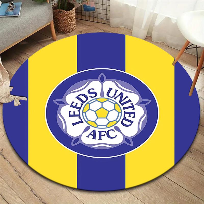 Alfombra Redonda del Leeds United Football Club, Alfombra para Sala de Estar, Dormitorio, Sofá, Sala de Juegos Decoración, Felpudo Antideslizante