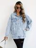 Women's Versatile Ripped Denim Jacket - European & American Style, Loose Fit