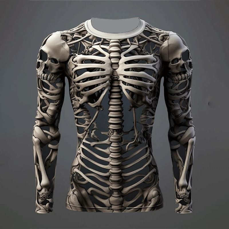 Autumn New 3D Skeleton Skulls Print Long Sleeve T Shirt Horror Skull Graphic Long Sleeve Clothes Vintage Cool Mens Clothing Tops