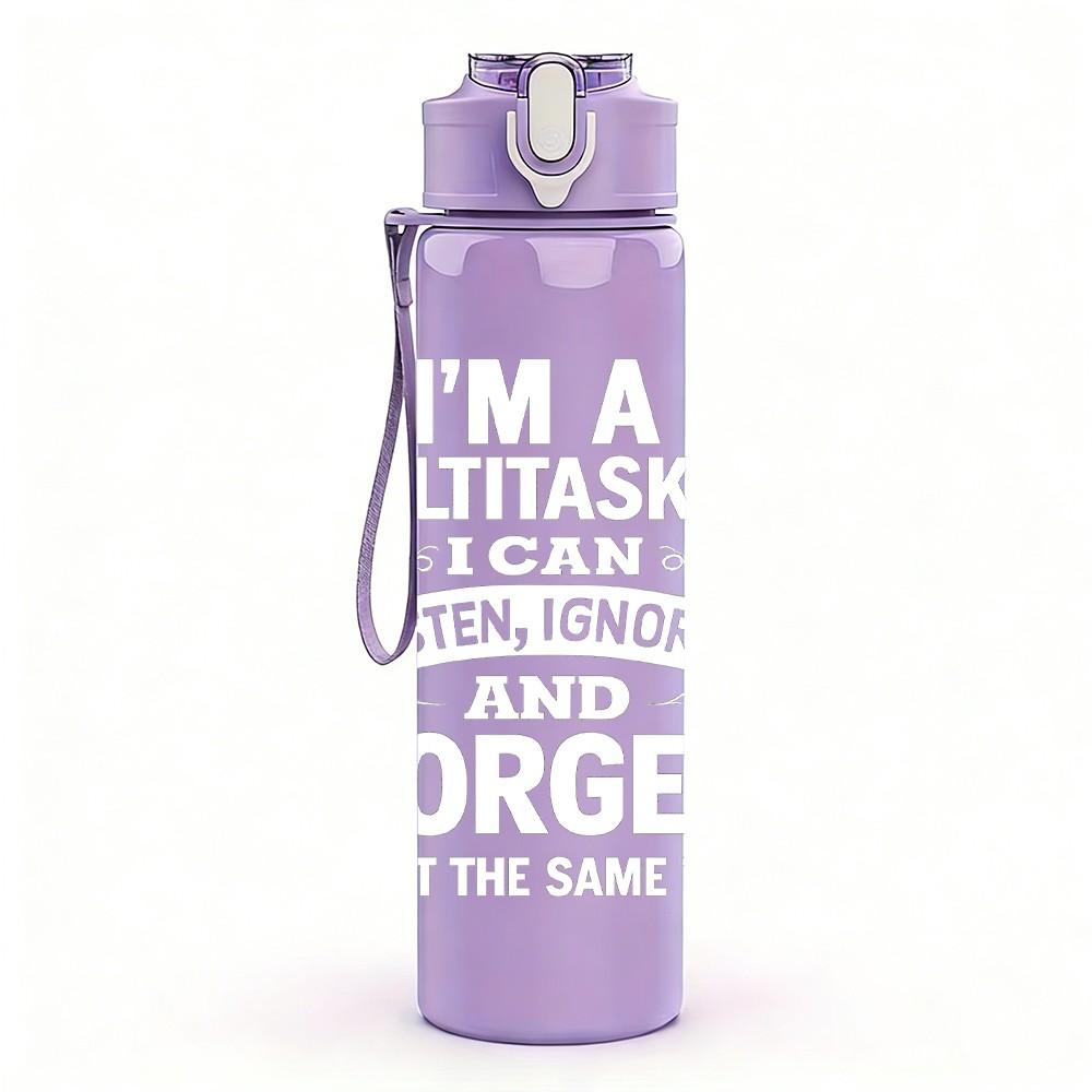 1PC Minimal Mom Letter Pattern 750ml Color Plastic Sports Water Bottle Leakproof Flip Straw Lid Suitable for Sports Office Home Use