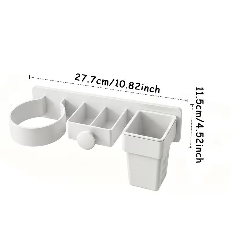 Wall Mounted Hair Dryer Holder Bathroom Hair Tool Storage Rack No Drill Self Adhesive Organizer for Hair Dryer Brush and Comb