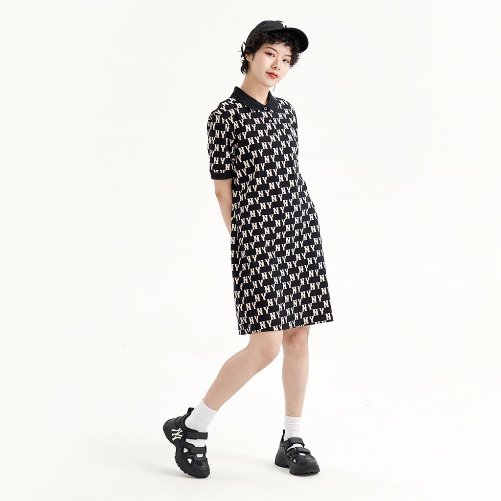 New MLB Short Sleeved Dress Women's Black 3FOPM0233-50BKS