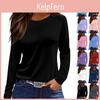 T-shirt da Donna Casual con Orlo Spacchettato, Moda, Girocollo, Manica Lunga, Vestibilità Larga, Stampata, Top da Donna