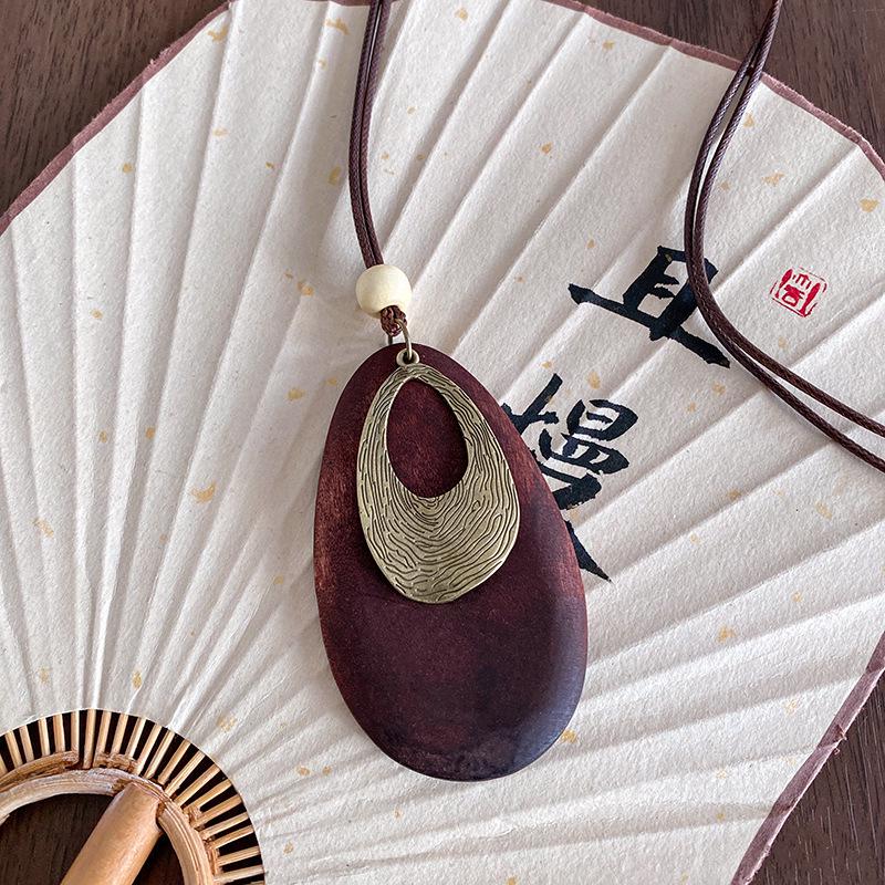 Bohemian Ceramiczny Naszyjnik: Vintage Etniczny Długi Łańcuszek do Swetra i Choker Zen