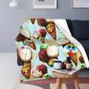 Ice Cream Cartoon Pattern Fleece Flannel Blanket for Bed Couch Blanket Super Soft Lightweight All Season Warm Teenage Girls Gift